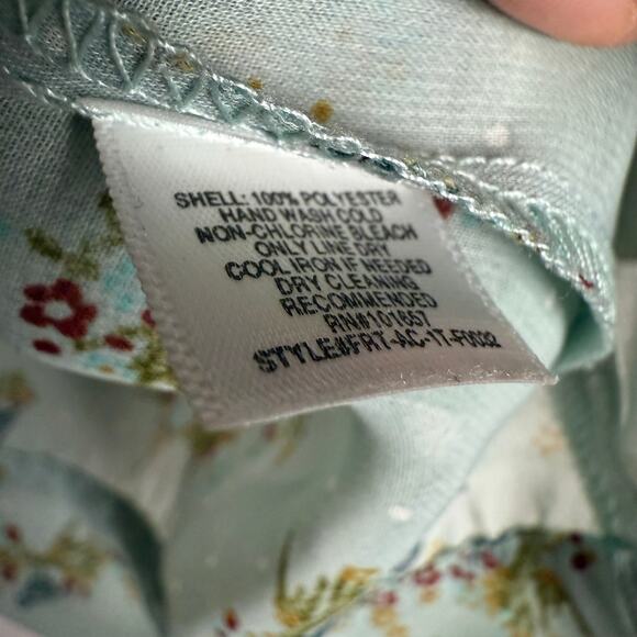 Freebird Light Blue Sheer Floral Bird Ruffled Short Sleeve Blouse Size S - Picture 8 of 8